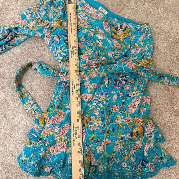 Hemant and Nandita Floral One Shoulder Cotton Eyelet Mini Dress Size Large - Picture 11 of 14